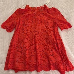 Red/orange lace shirt with lining from Anthropologie size 6